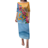 Anguilla Family Matching Puletasi and Hawaiian Shirt Coat Of Arms With Zenaida Dove