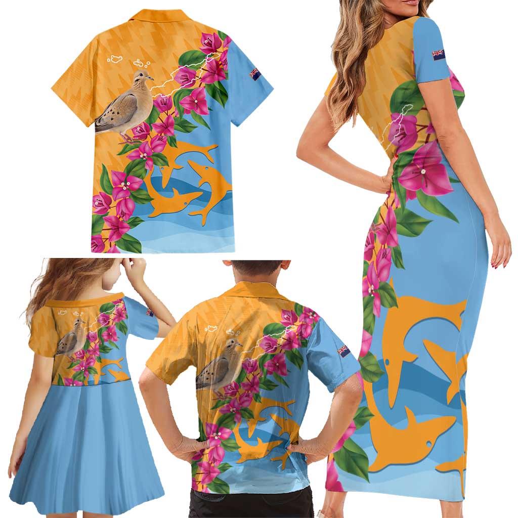 Anguilla Family Matching Short Sleeve Bodycon Dress and Hawaiian Shirt Coat Of Arms With Zenaida Dove