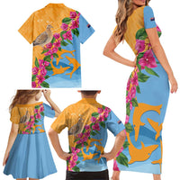 Anguilla Family Matching Short Sleeve Bodycon Dress and Hawaiian Shirt Coat Of Arms With Zenaida Dove