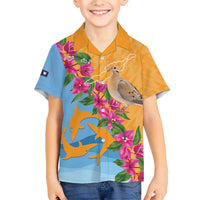Anguilla Family Matching Short Sleeve Bodycon Dress and Hawaiian Shirt Coat Of Arms With Zenaida Dove