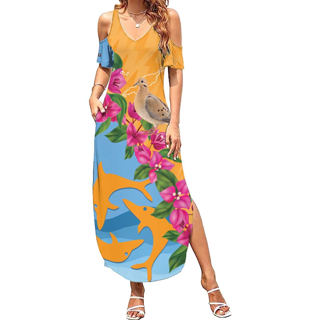 Anguilla Family Matching Summer Maxi Dress and Hawaiian Shirt Coat Of Arms With Zenaida Dove