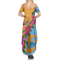 Anguilla Family Matching Summer Maxi Dress and Hawaiian Shirt Coat Of Arms With Zenaida Dove