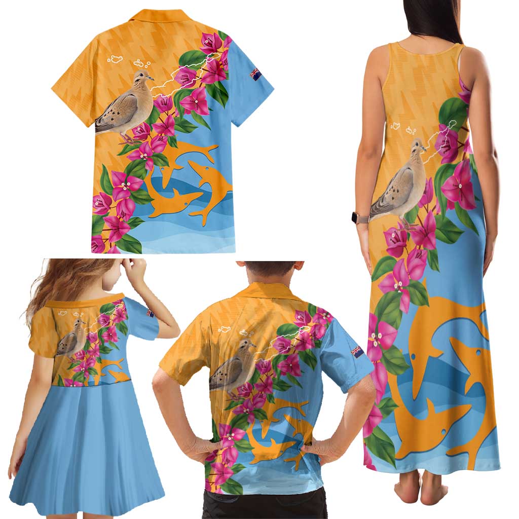 Anguilla Family Matching Tank Maxi Dress and Hawaiian Shirt Coat Of Arms With Zenaida Dove