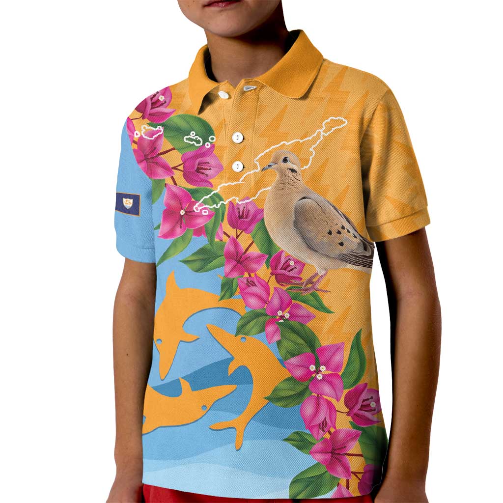 Anguilla Kid Polo Shirt Coat Of Arms With Zenaida Dove