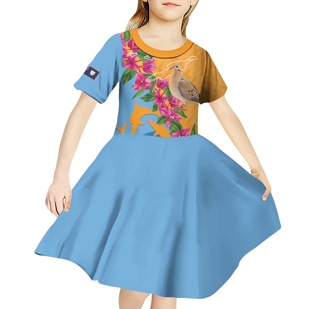 Anguilla Kid Short Sleeve Dress Coat Of Arms With Zenaida Dove