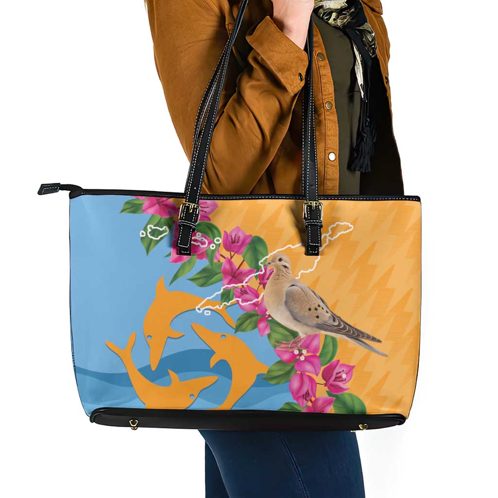 Anguilla Leather Tote Bag Coat Of Arms With Zenaida Dove