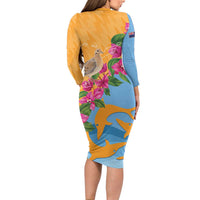 Anguilla Long Sleeve Bodycon Dress Coat Of Arms With Zenaida Dove