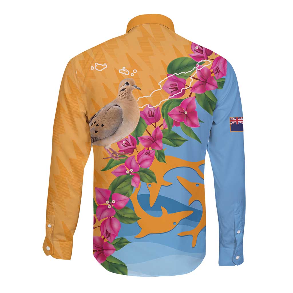 Anguilla Long Sleeve Button Shirt Coat Of Arms With Zenaida Dove