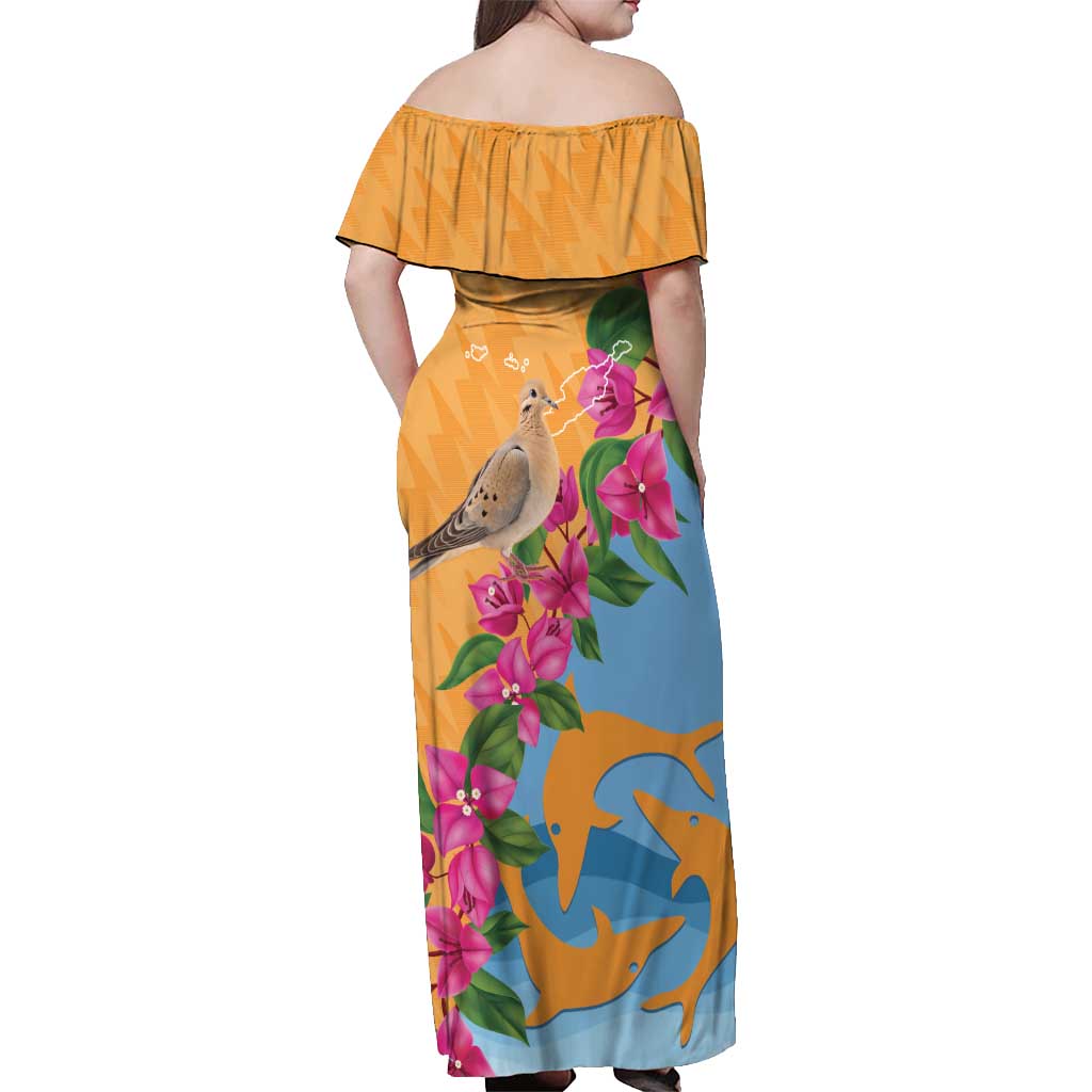 Anguilla Off Shoulder Maxi Dress Coat Of Arms With Zenaida Dove