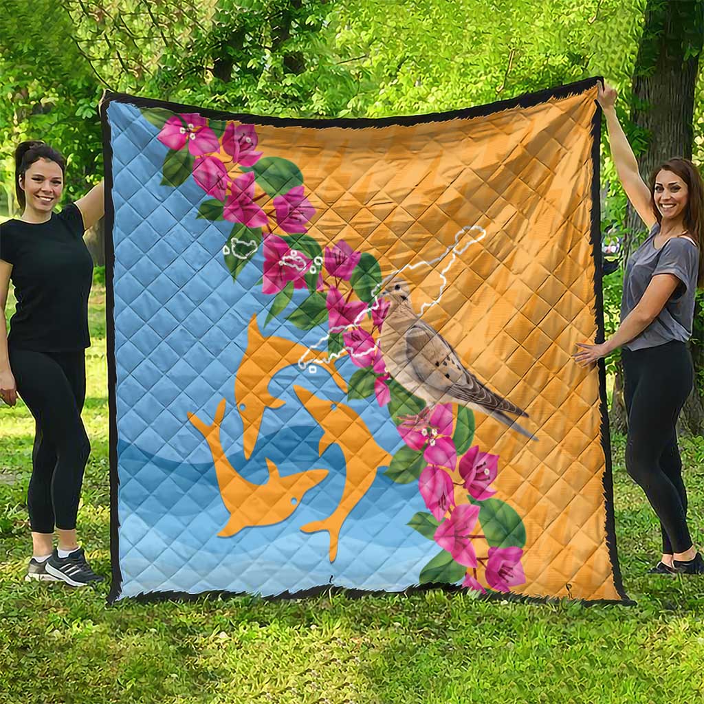 Anguilla Quilt Coat Of Arms With Zenaida Dove