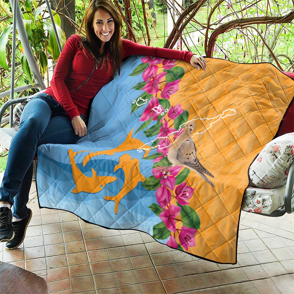 Anguilla Quilt Coat Of Arms With Zenaida Dove