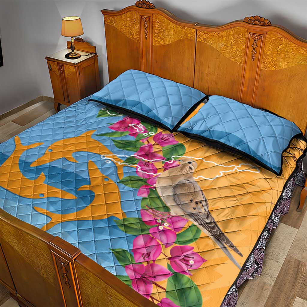 Anguilla Quilt Bed Set Coat Of Arms With Zenaida Dove