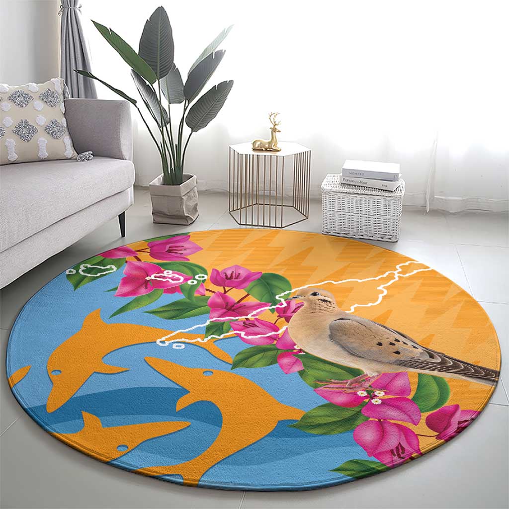 Anguilla Round Carpet Coat Of Arms With Zenaida Dove