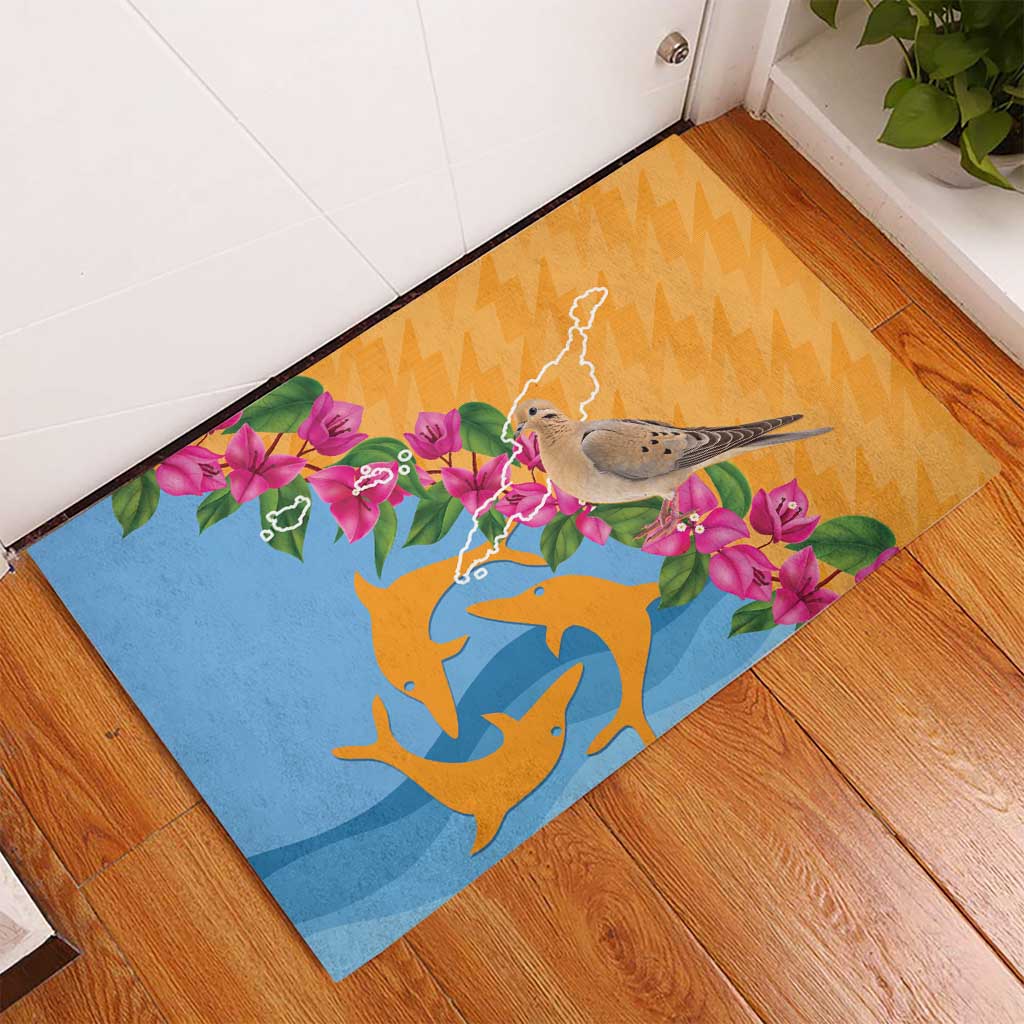 Anguilla Rubber Doormat Coat Of Arms With Zenaida Dove