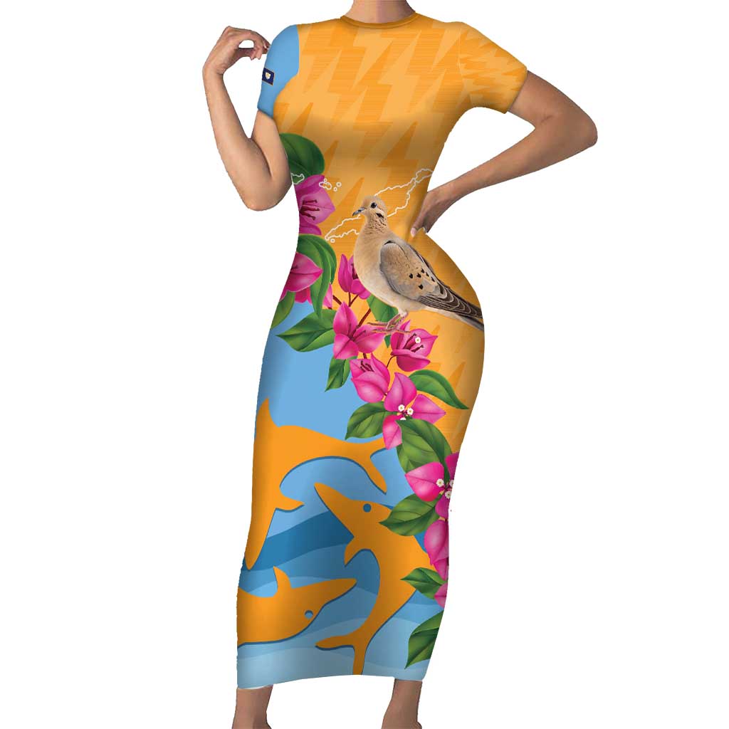 Anguilla Short Sleeve Bodycon Dress Coat Of Arms With Zenaida Dove