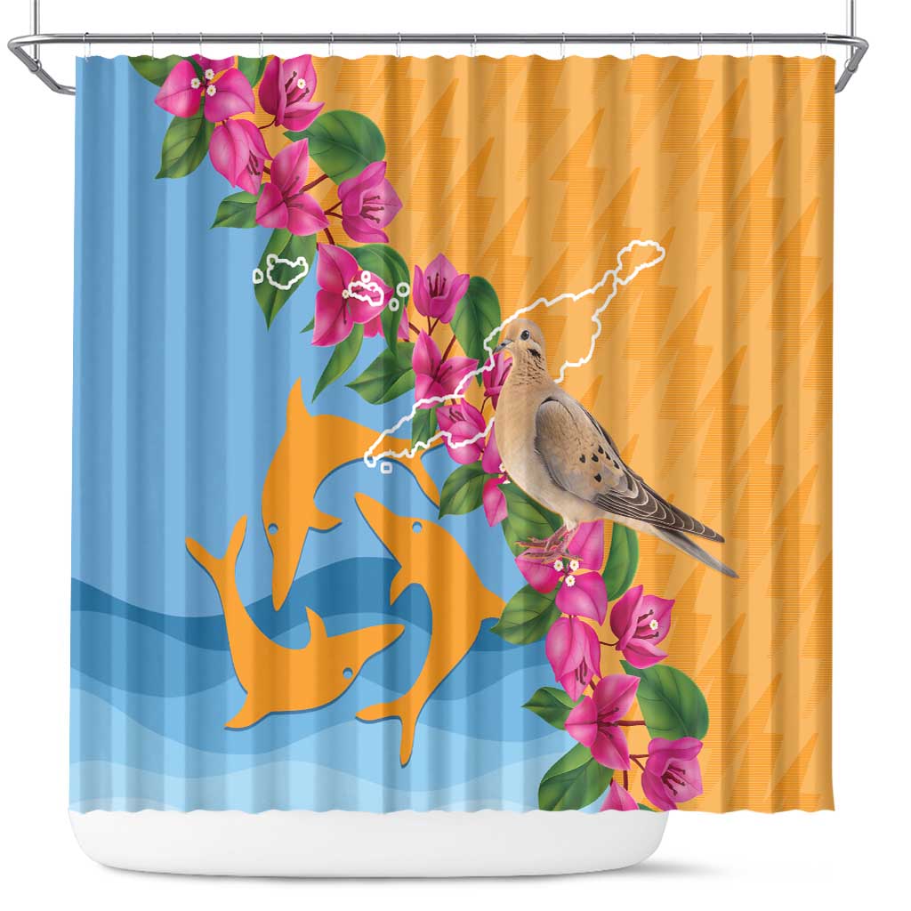 Anguilla Shower Curtain Coat Of Arms With Zenaida Dove