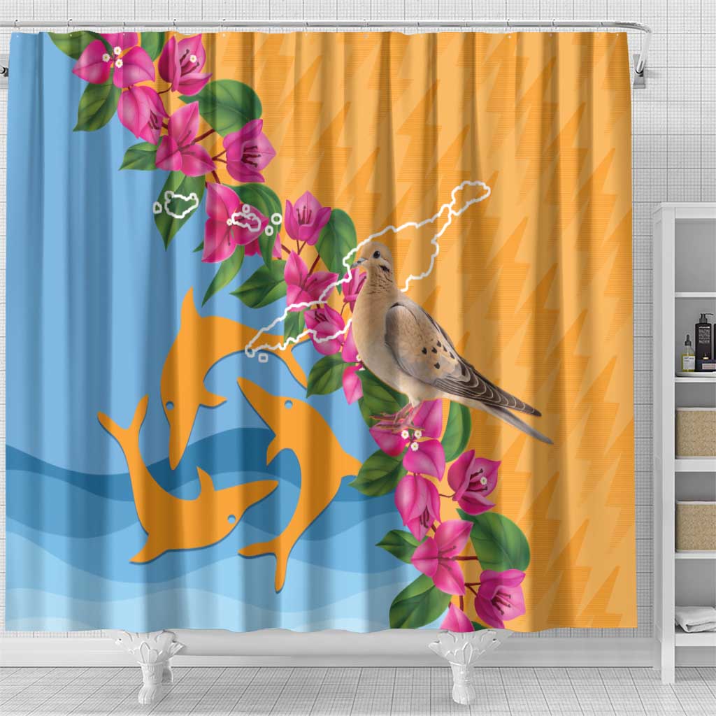 Anguilla Shower Curtain Coat Of Arms With Zenaida Dove