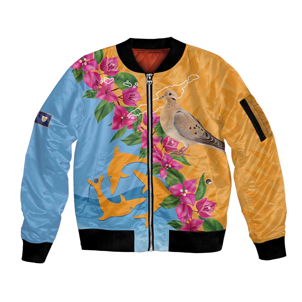 Anguilla Sleeve Zip Bomber Jacket Coat Of Arms With Zenaida Dove