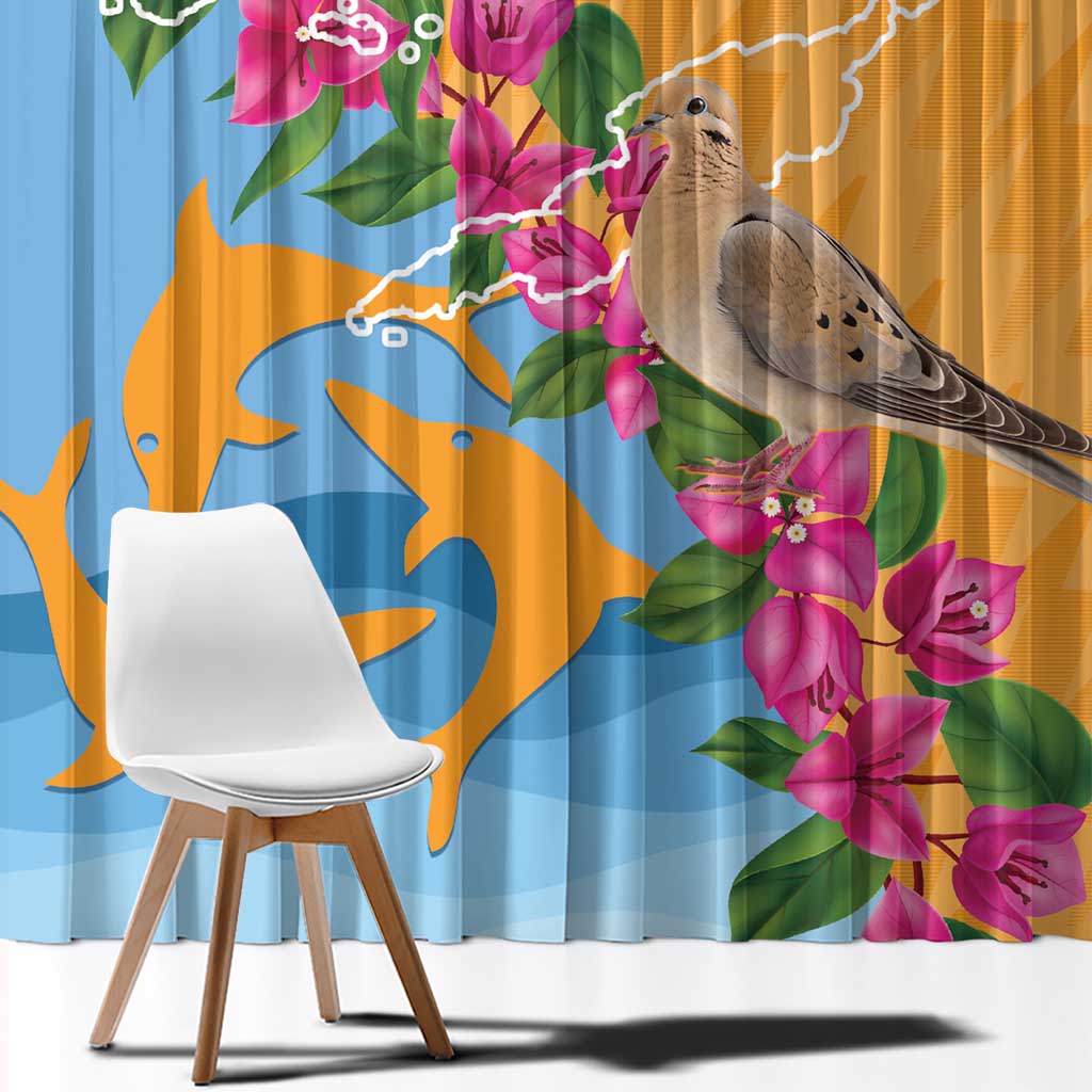 Anguilla Window Curtain Coat Of Arms With Zenaida Dove