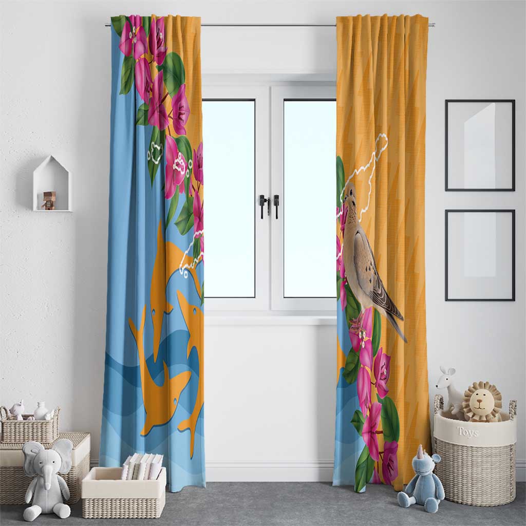 Anguilla Window Curtain Coat Of Arms With Zenaida Dove