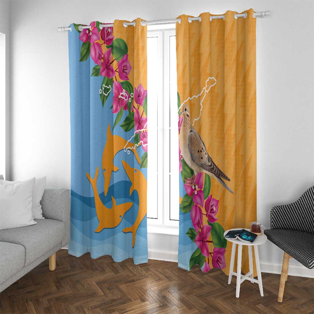 Anguilla Window Curtain Coat Of Arms With Zenaida Dove