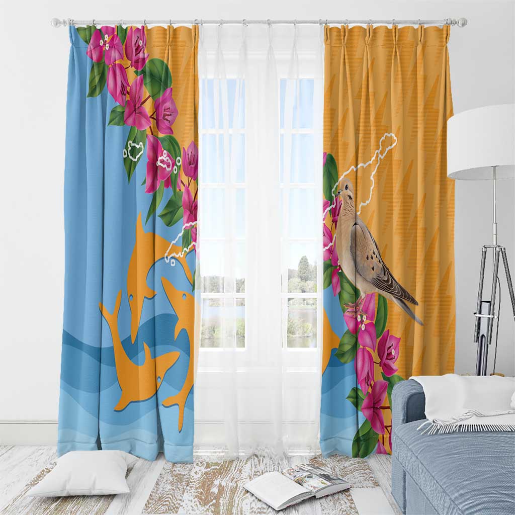 Anguilla Window Curtain Coat Of Arms With Zenaida Dove
