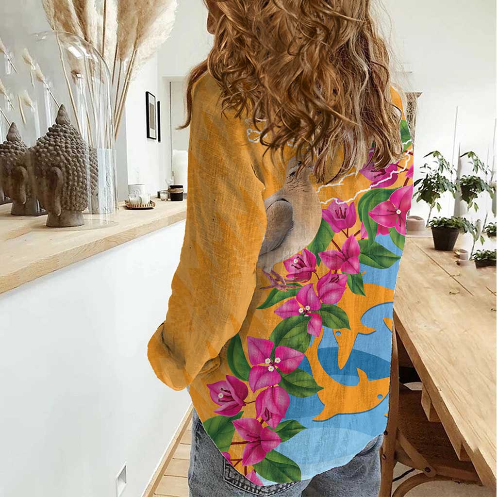 Anguilla Women Casual Shirt Coat Of Arms With Zenaida Dove