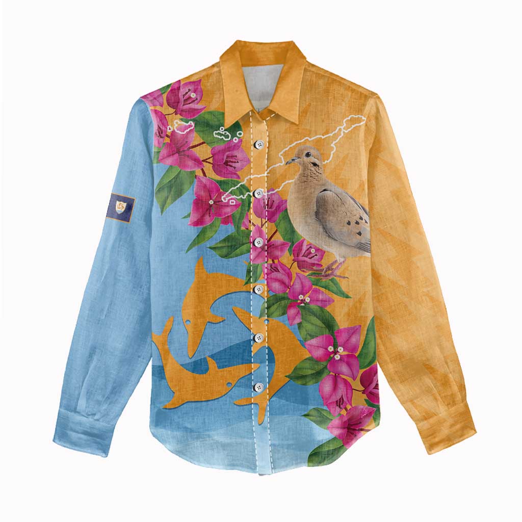 Anguilla Women Casual Shirt Coat Of Arms With Zenaida Dove