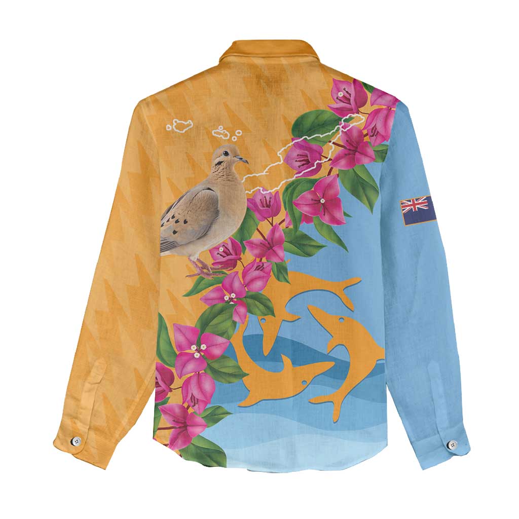 Anguilla Women Casual Shirt Coat Of Arms With Zenaida Dove