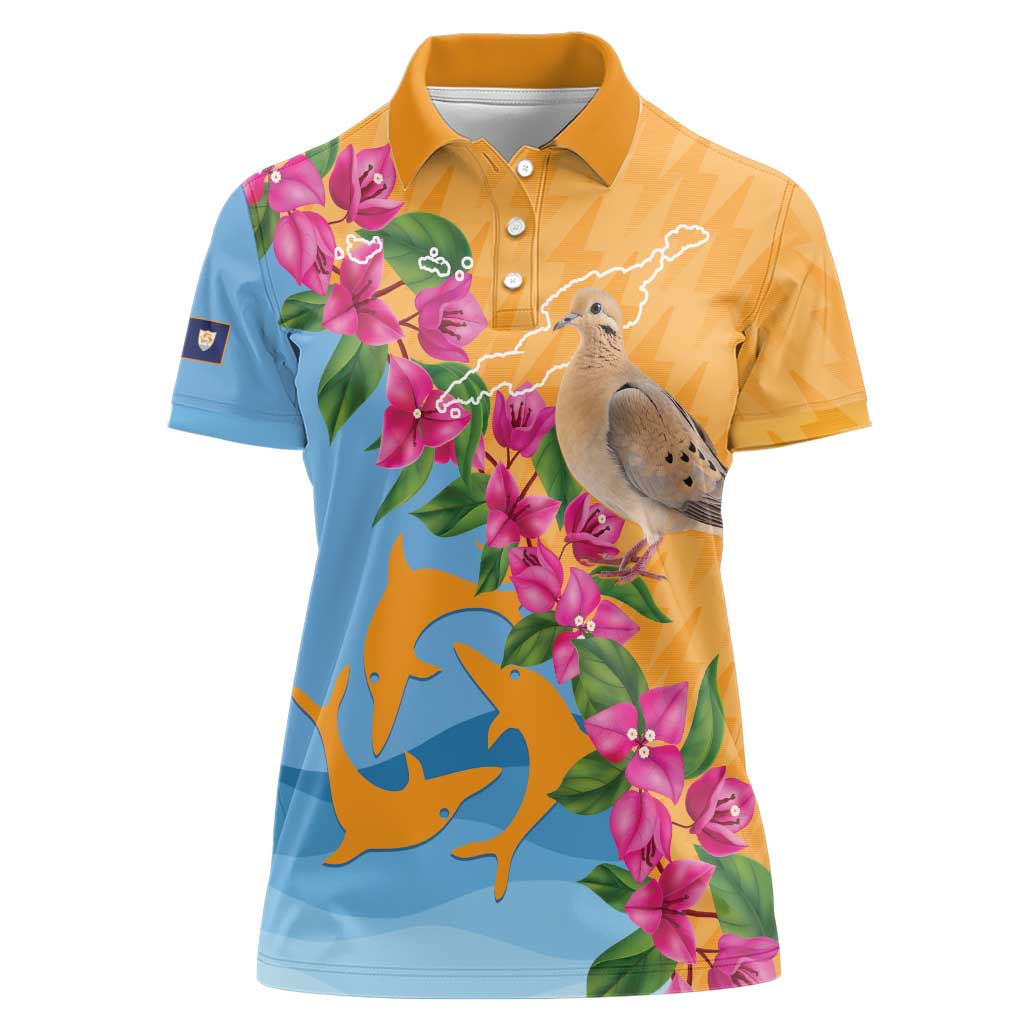 Anguilla Women Polo Shirt Coat Of Arms With Zenaida Dove