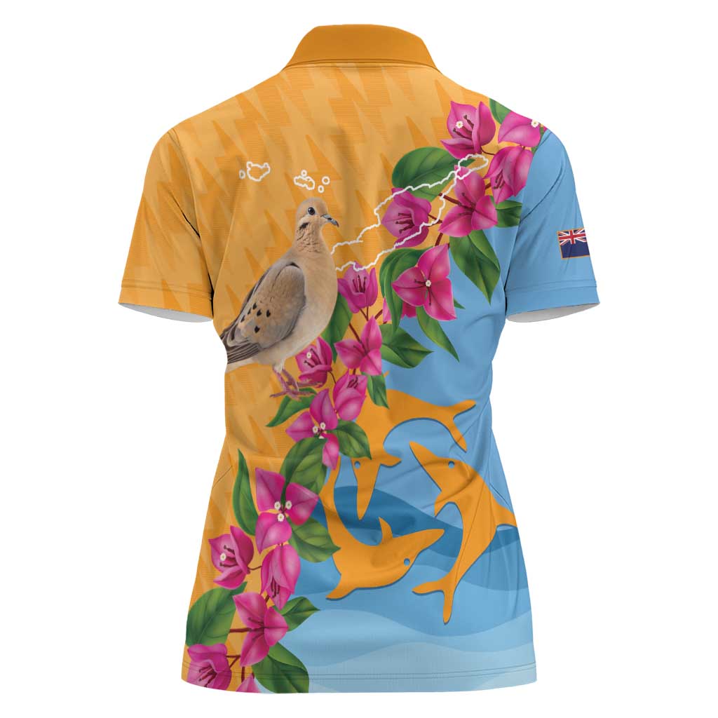 Anguilla Women Polo Shirt Coat Of Arms With Zenaida Dove