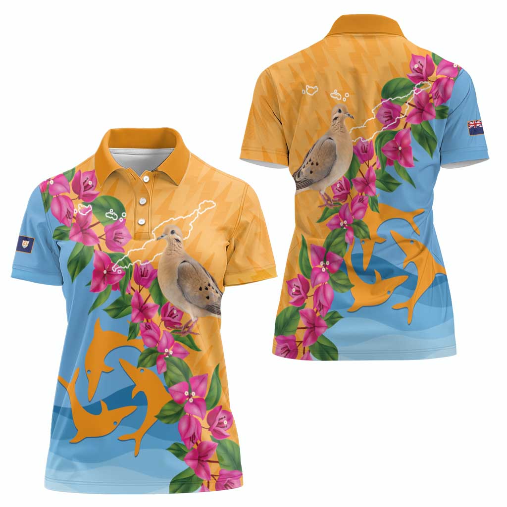 Anguilla Women Polo Shirt Coat Of Arms With Zenaida Dove