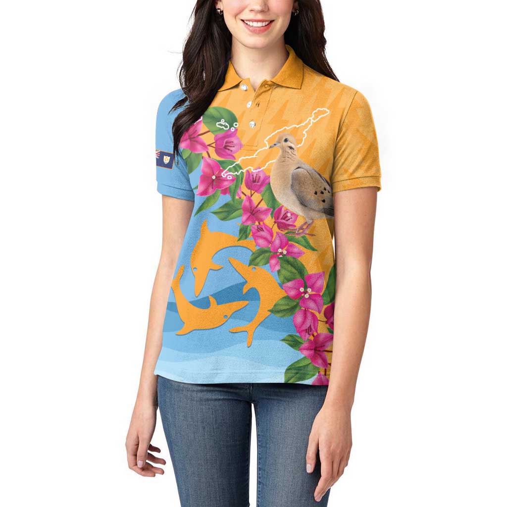 Anguilla Women Polo Shirt Coat Of Arms With Zenaida Dove