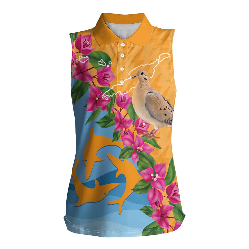 Anguilla Women Sleeveless Polo Shirt Coat Of Arms With Zenaida Dove