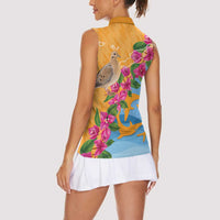 Anguilla Women Sleeveless Polo Shirt Coat Of Arms With Zenaida Dove