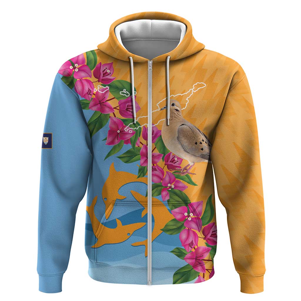 Anguilla Zip Hoodie Coat Of Arms With Zenaida Dove