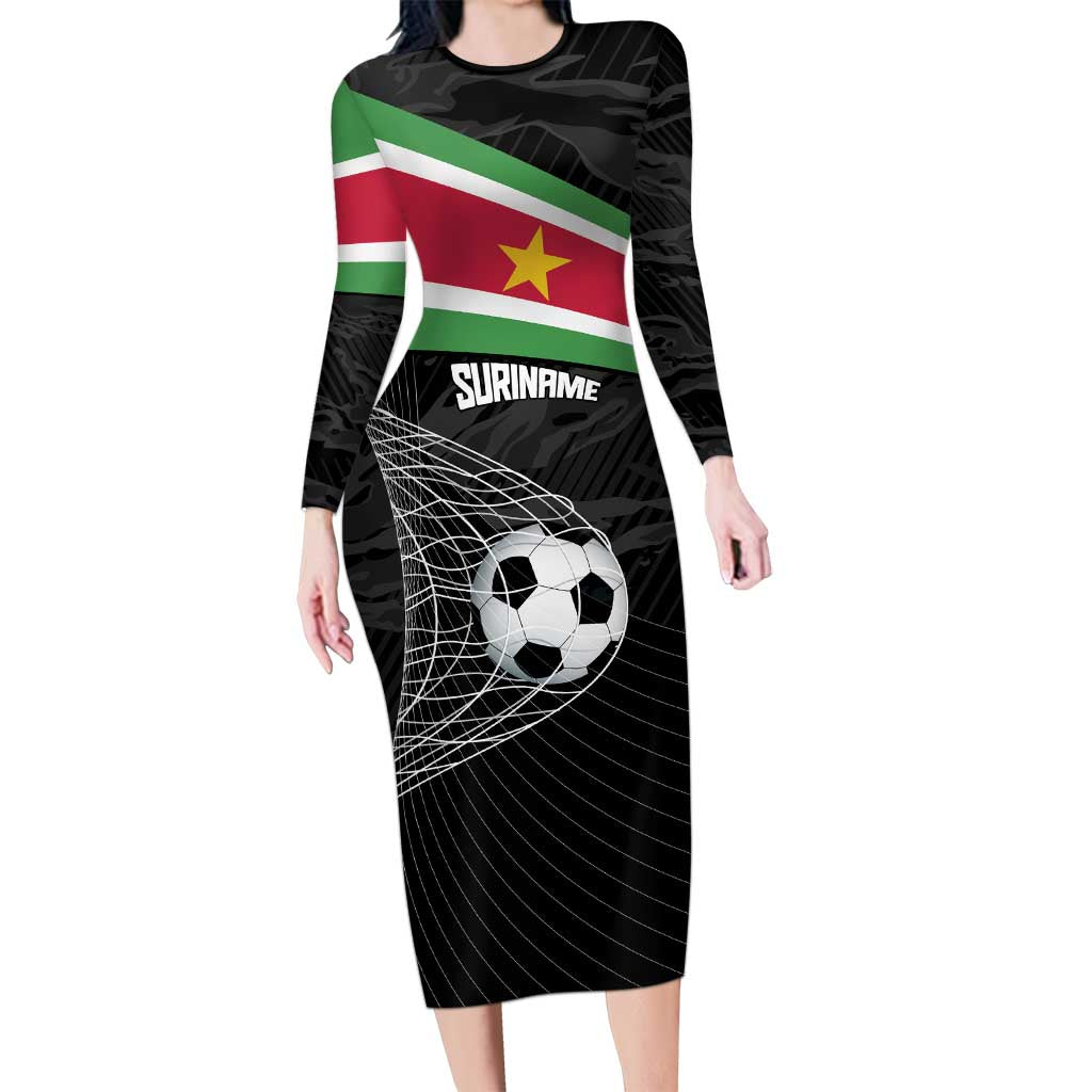 Custom Suriname Football 2026 Long Sleeve Bodycon Dress Come On Natio