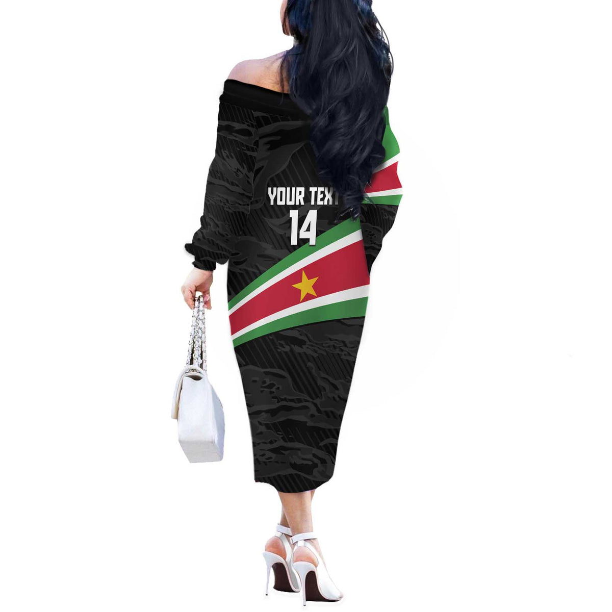 Custom Suriname Football 2026 Off The Shoulder Long Sleeve Dress Come On Natio