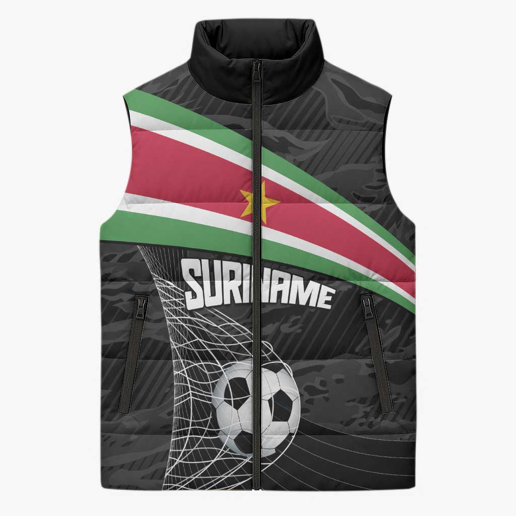 Custom Suriname Football 2026 Sleeveless Puffer Jacket Come On Natio