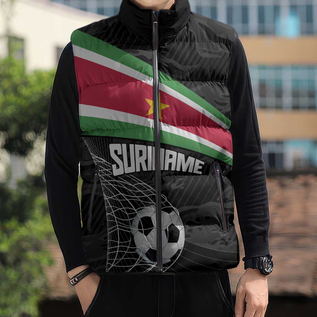 Custom Suriname Football 2026 Sleeveless Puffer Jacket Come On Natio