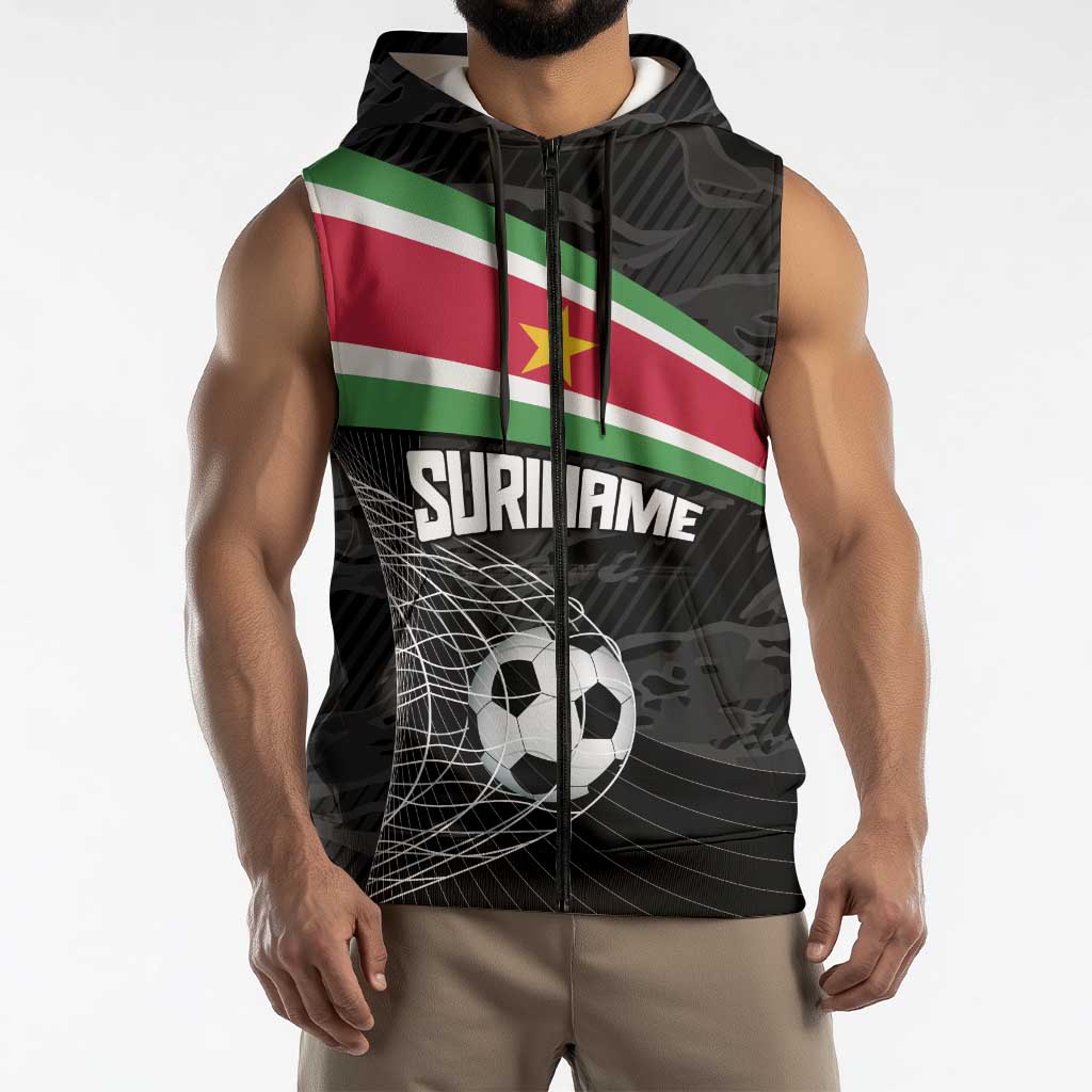 Custom Suriname Football 2026 Sleeveless Zip Hoodie Come On Natio