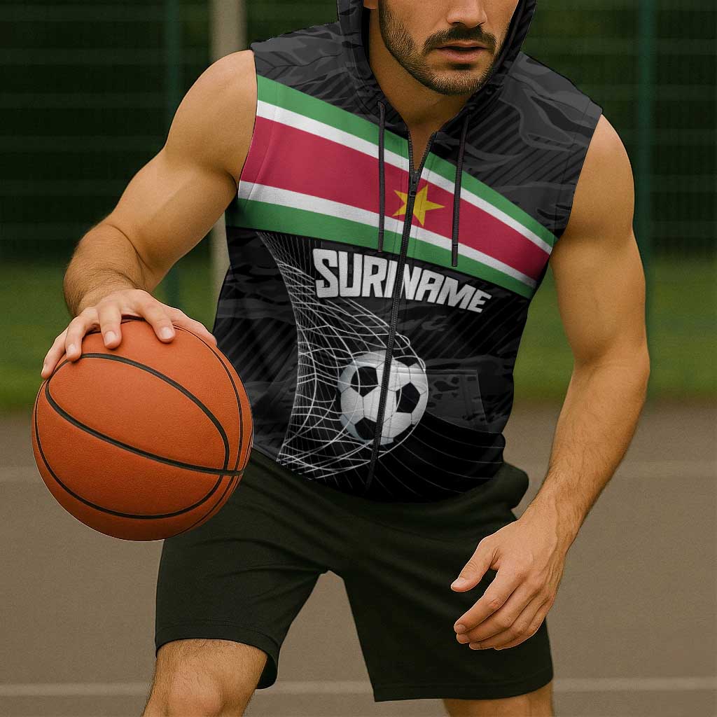 Custom Suriname Football 2026 Sleeveless Zip Hoodie Come On Natio
