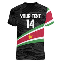 Custom Suriname Football 2026 Women V-Neck T-Shirt Come On Natio