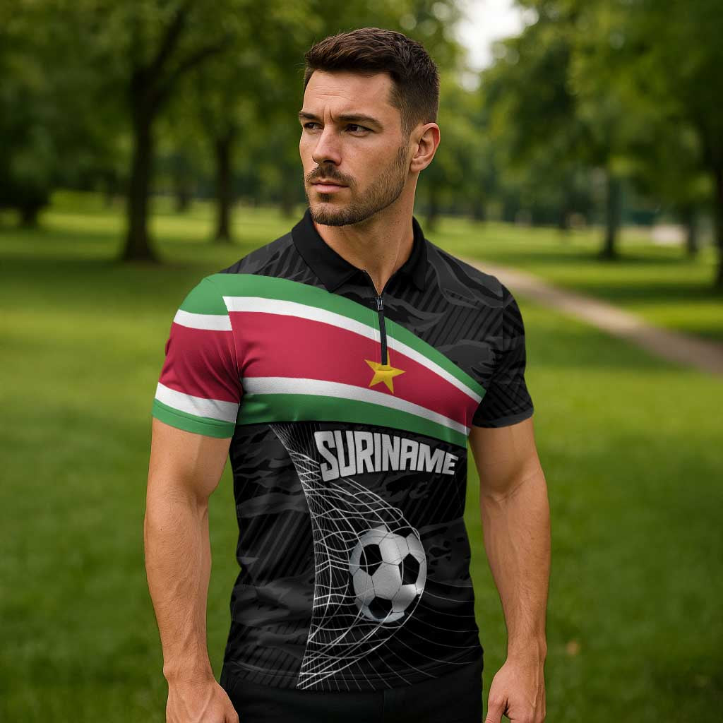 Custom Suriname Football 2026 Zipper Polo Shirt Come On Natio
