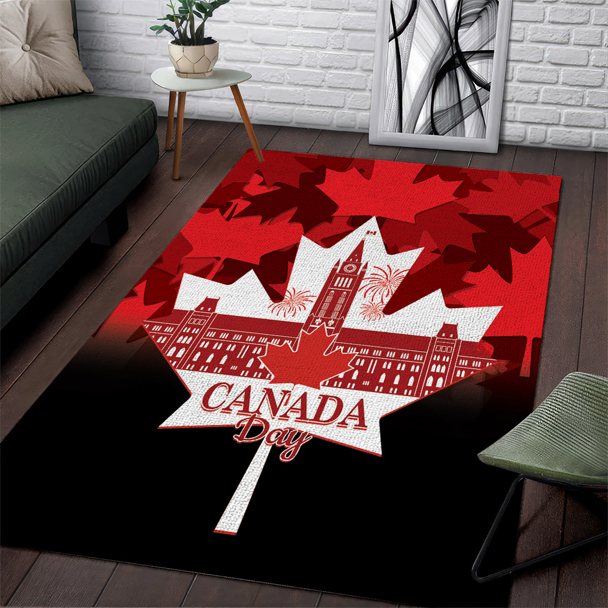 Canada Day Area Rug 2024 Canadian Maple Leaf Pattern