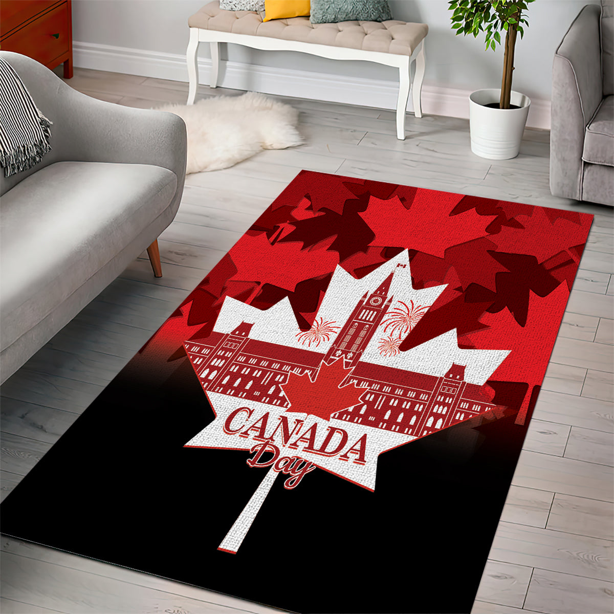 Canada Day Area Rug 2024 Canadian Maple Leaf Pattern - Wonder Print Shop