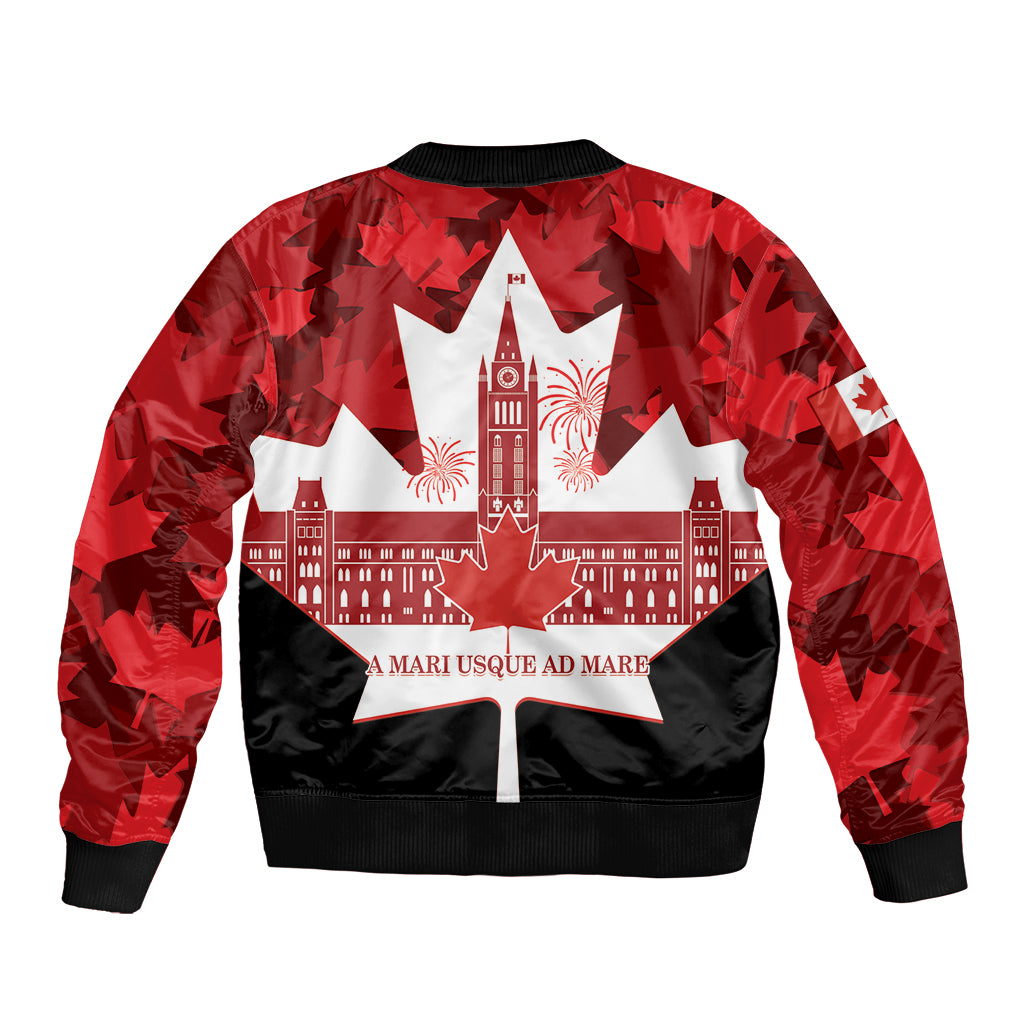 Canada Day Bomber Jacket 2024 Canadian Maple Leaf Pattern - Wonder Print Shop