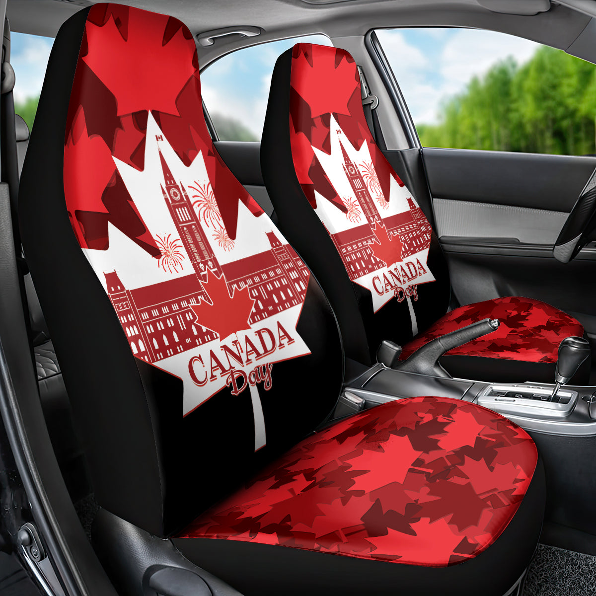 Canada Day Car Seat Cover 2024 Canadian Maple Leaf Pattern - Wonder Print Shop