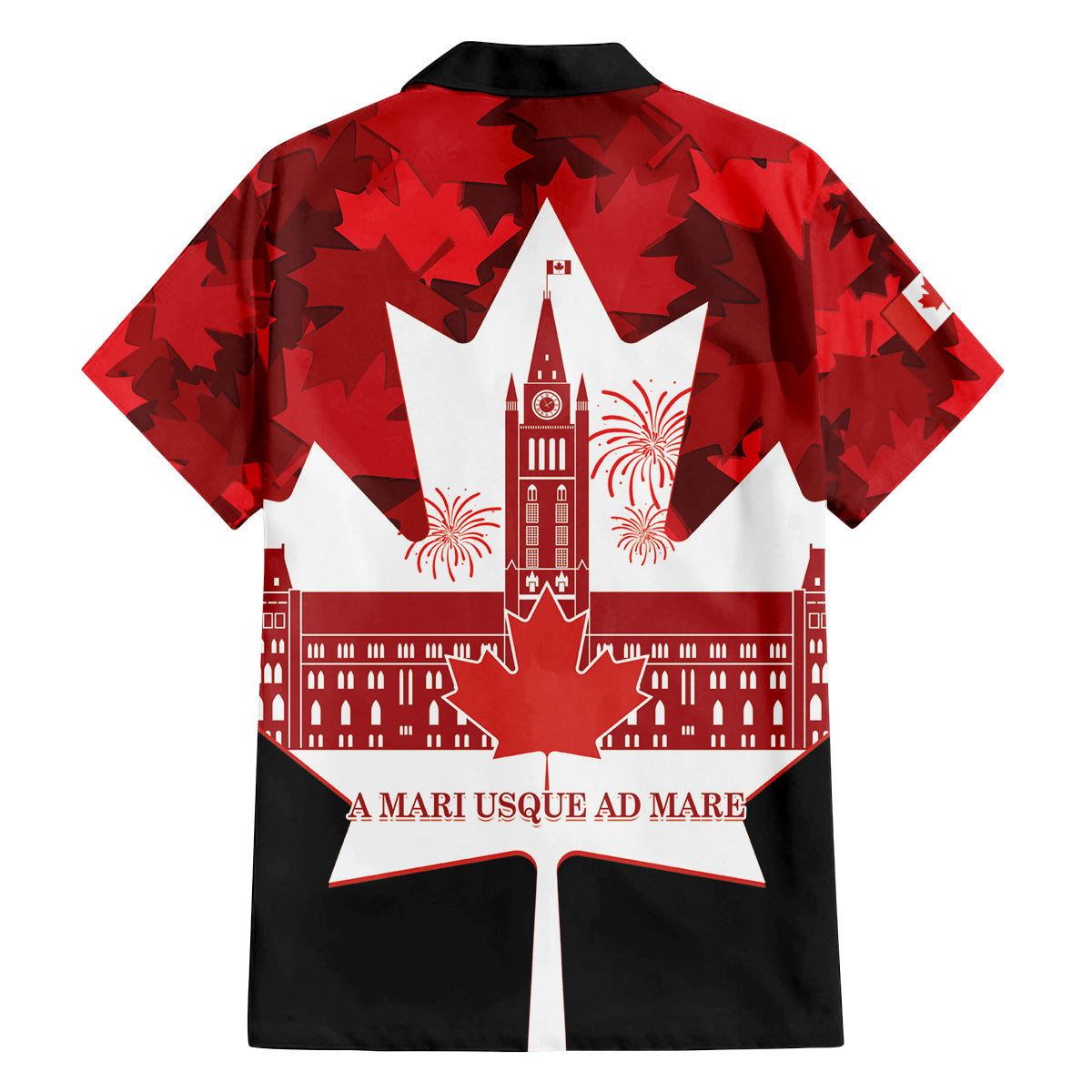 Canada Day Family Matching Off The Shoulder Long Sleeve Dress and Hawaiian Shirt 2024 Canadian Maple Leaf Pattern - Wonder Print Shop