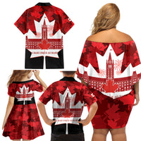 Canada Day Family Matching Off Shoulder Short Dress and Hawaiian Shirt 2024 Canadian Maple Leaf Pattern - Wonder Print Shop